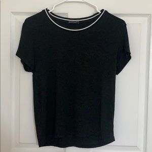 Brandy Melville Grey T-Shirt with striped neck